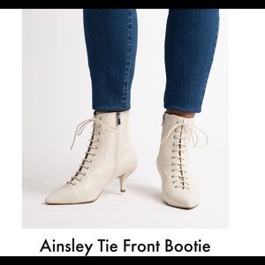 Off-white/ivory colored kitten heel booties